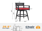 Modern Outdoor 2-Piece Swivel Bar Chairs Aluminum Frame with Ember Black, 360&deg Swivel, Ergonomic 72646110