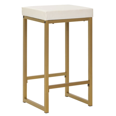 ZUN TREXM 3-piece Modern Pub Set with Faux Marble Countertop and Bar Stools, White/Gold WF194723AAK