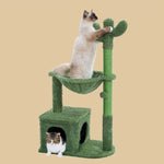 ZUN Cactus Cat Tree 40" Cat Tower Large Metal Carpet Hammock, Cat Scratching Post for Indoor Cats 93280713