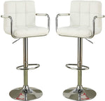 ZUN White Faux Leather Bar Stool Counter Height Chairs Set of 2 Adjustable Height Kitchen Island Stools HS00F1567-ID-AHD