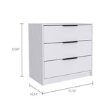 White 3-Drawer Rectangle Dresser B06280503