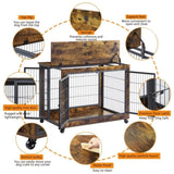 ZUN Furniture Dog Cage Crate with Double Doors, Rustic Brown, 38.58'' W x 25.2'' D x 27.17'' H 43985378