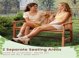 Solid Hardwood 2-Person Garden Bench, 660 LBS Capacity Ergonomic Patio Loveseat 29247752