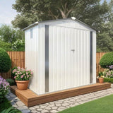 6X4 FT Metal Outdoor Storage Shed,Tool Shed with Pitched Roof Watertight with Positive Window and W3213P309060