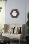 ZUN 18.5" x 18.5" Hexagon Mirror with Solid Wood Frame, Wall Decor for Living Room Bathroom Hallway, W2078133975