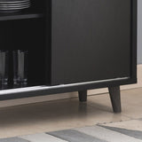 ZUN Buffet Cabinet, Coffee Bar with Storage Compartments, Two Drawers, Shelving with Sliding Door, Black B107130937