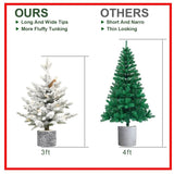 4.5FT Flocked Christmas Tree Pot Base, 150 Warm White LED Lights, 720 Tips, PEPVC Branches T3637P343839