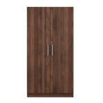 ZUN 2-Door Wooden Wardrobe Armoire with 3 Storage Shelves, Brown 07725847