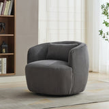 34.25 "Wide Upholstered Corduroy 360&deg Swivel Barrel Soft Accent Chair with Pillow, Circular Reading W3118P253972