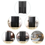 ZUN 3 Panel Room Divider 6Ft Wood Folding Privacy Screen Black Room Separator Free Standing Wall W1757122143