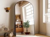 71"x26" Arched Full Length Mirror Freestanding Full Body Floor Mirror, Black 02152745