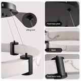 Modern LED Pendant Light, 23.6-Inch Round Hanging Chandelier with Adjustable Height, Imitation W1340P232980