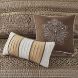 ZUN 6 Piece Jacquard Quilt Set with Throw Pillows Brown/Gold King/Cal King B03597483