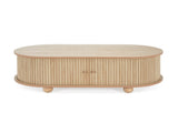 MDF ELEGANT LONG OVAL STORAGE SIDE TABLE WITH RETRO CHARM, NATURAL COLOR N770P281568N