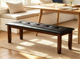 45.5" Solid Rubber Wood Entryway Bench 400LBS, PU Leather Padded Dining Bench, Multi-purpose Shoe 77951483
