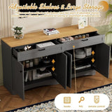 ON-TREND Farmhouse TV Stand with 2 Drawers for TVs Up to 70", Versatile Wood Grain Sideboard with N721P245732E