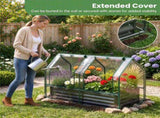 4 x 2 x 3 FT 3-in-1 Galvanized Raised Garden Bed with PVC Greenhouse Cover, Metal Elevated Planter 12288308