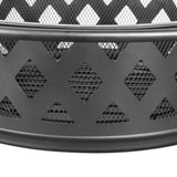 30in Outdoor Metal Fire Pit with Cooking Grates Black 29194477