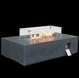 52 Inch Outdoor Concrete Propane gas rectangle Fire Pit table in Dark Gray color W2620P182374