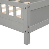 Twin Pine Wood Bed with Bookcase Headboard ,LED Motion Sensor Light, Guardrails,Grey W504P277595