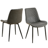 ZUN Dark Grey Leathaire Dining Chairs Set of 2,Mid-Century Modern Leathaire Chairs Kitchen Living Room W1164P225826