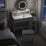 ZUN White Vanity Desk with 360&deg; Rotated Mirror and Adjustable Lights, Girls Makeup Vanity Table with 21646259