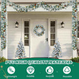 Pre-lit Holiday Christmas 4-Piece Set, Christmas Garland, Wreath and Set of 2 Entrance Trees with 19956459
