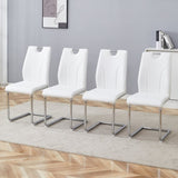 White PU Dining Chair Set.Uniquely designed white dining chairs. PU material, paired with silver W2920P225021
