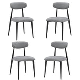 (Set of 4) Modern Dining Chairs , Curved Backrest Round Upholstered and Metal Frame,Grey W876110770