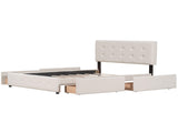 Upholstered Platform Bed with Classic Headboard and 4 Drawers, No Box Spring Needed, Linen Fabric, 20024177