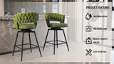 ZUN 26" Bar Chair Linen Woven Bar Stool Set of 2,Black legs Barstools No Adjustable Kitchen Island W2189P180369