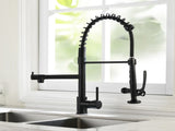 Commercial Kitchen Faucet Pull Down Sprayer Black and Nickel,Single Handle Kitchen Sink Faucet W1932P172303