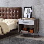 ZUN 1 Drawer Nightstand with Open Shelf, Weathered Gray Oak and White B016P256492