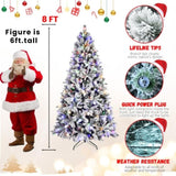 Artificial 8ft Flock Christmas Tree with 1793PE/PVC Mixed Branch Tips, 470L warm white lights, 69934052