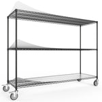 ZUN 3 Tier Standing Shelf Units,3000 LBS NSF Height Adjustable Metal Garage Storage Shelves with Wheels, W1550122518