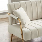 ZUN [New Design] Modern and comfortable beige Australian cashmere fabric sofa, comfortable loveseat with W2272P143253