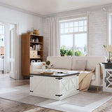 Farmhouse Coffee Table, Square Wood Center Table with Large Hidden Storage Compartment for Living T3609P332412