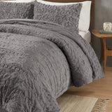 Full/Queen Ruched Fur Down Alternative Comforter Set B035129367