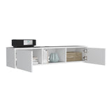 ZUN Glen Floating TV Stand with Side Doors and Central Media Shelf B200P173205