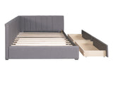 Upholstered Daybed with 2 Storage Drawers Twin Size Sofa Bed Frame No Box Spring Needed, Linen 55807837