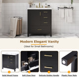 ZUN 30" Black Bathroom Vanity with Sink Combination Set, Bathroom Storage Cabinet with Soft Close Door, N729P177787B