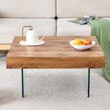 Natural Style Square MDF Coffee Table - 31.5"x31.5" with Tempered Glass Legs.Density Board GL-W1151P232702