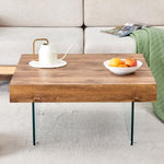 ZUN Natural Style Square MDF Coffee Table - 31.5"x31.5" with Tempered Glass Legs.Density Board W1151P232702