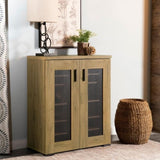 Golden Oak and Black Mesh Door Accent Cabinet B062P145428