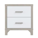 Elegant High Gloss Nightstand with Metal Handle,Mirrored Bedside Table with 2 Drawers for N733P205356K