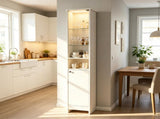 White Freestanding Bathroom Tall Storage Cabinet with Dimmable LED Light & Remote Control, Narrow 45263480