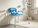 330 lbs Sliding Shower Chair, Tub Transfer Bench for Bathtub Swivel Seat, Padded Shower Bench 96387112