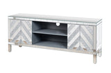 47 Inch Mirror TV Media Console with Diamond Glass Doors, Dual Door Design with Open Storage Space, W1445P299045