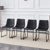 A set of 4 Classic Black PU Leather Chairs , A stylish seat suitable for modern minimalist and W3226P279061