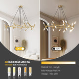 Golden Modern Chandelier Light Fixture, Branch Design with Frosted Tubes, Black Cords, Adjustable W1340P233169